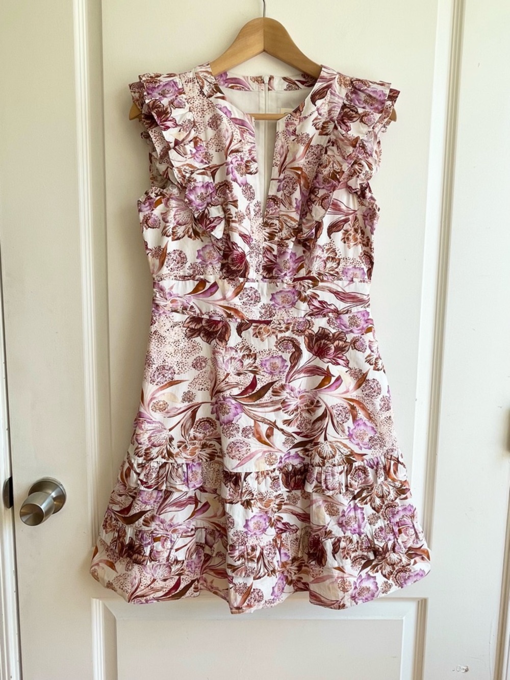 Eliza J Womens Ruffle Tiered Pintuck Dress Size 6 100% Cotton Nantucket